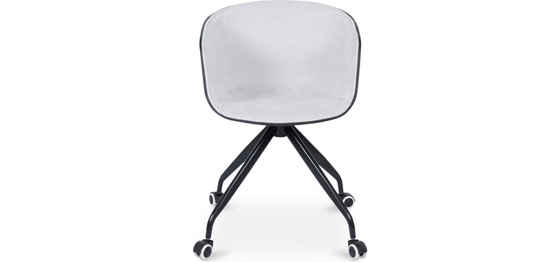 Chaise de bureau tapissée avec accoudoirs - Chaise de bureau à roulettes - Noir et blanc - Jodie