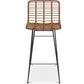 Taboret barowy z rattanu z oparciem - Boho Bali Design - 75cm - Catori
