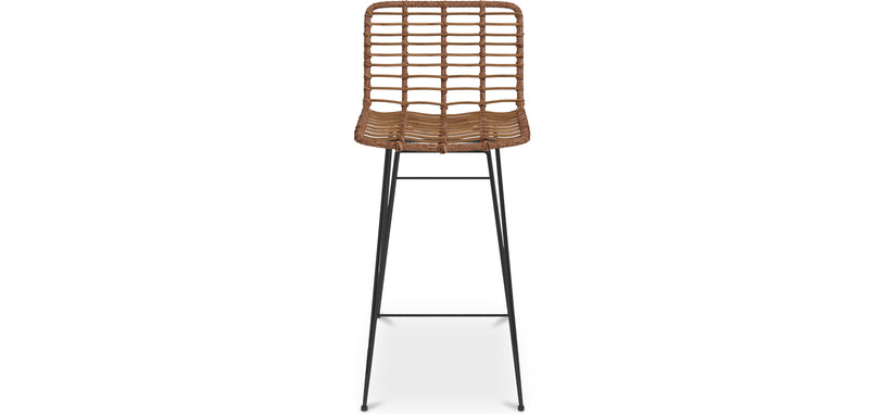Tabouret de bar en rotin avec dossier - Boho Bali Design - 75cm - Catori