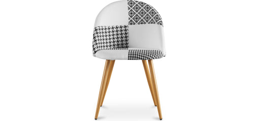 Chaise de salle à manger - tapissée en patchwork noir et blanc - Evelyne