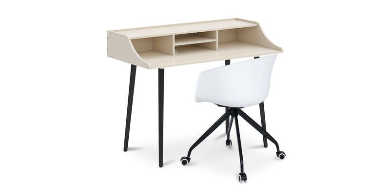 Bureau en Bois - Design Scandinave - Torkel + Chaise de Bureau Design - Joan