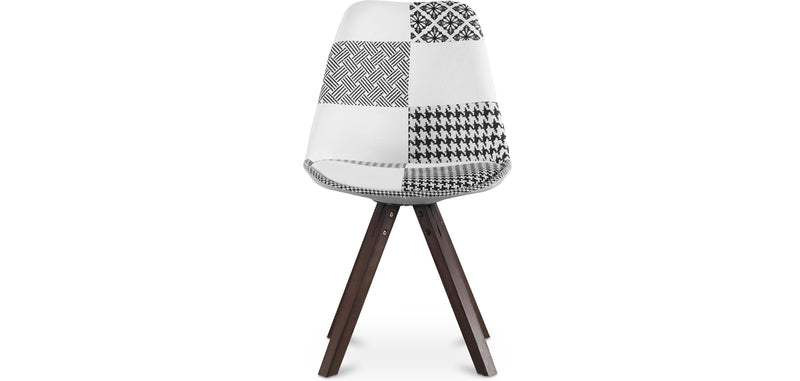 Chaise de salle à manger - Tapissée en Patchwork - Noir et Blanc - Denisse