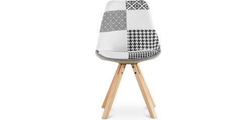 Chaise de salle à manger - tapissée en patchwork noir et blanc - Denisse