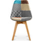Cadeira de sala de jantar Denisse, design escandinavo estofado, pernas de madeira, premium, nova edição - patchwork Patty