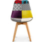Cadeira de sala de jantar Denisse, design escandinavo estofado, pernas de madeira, premium, nova edição - patchwork Ray