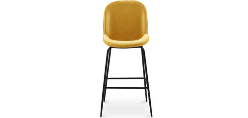 Velvet stool with backrest - Retro design - Elias