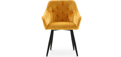 Dining chair with armrests - upholstered in velvet - Alene