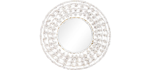 Wall Mirror - White Boho Bali Round Design (60 cm) - Lenai - gallery 1