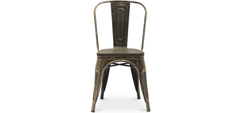 Cadeira de jantar ao estilo Tolix com design industrial em metal e madeira escura - Nova edição