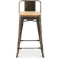 Bar stool with backrest - Industrial design - Wood and steel - 60cm - New edition - Stylix