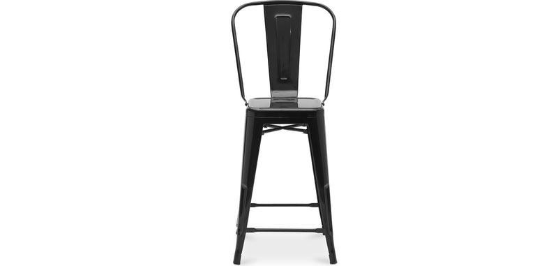 Banco de bar com encosto ao estilo Tolix, com design industrial em metal - 60 cm - Nova edição