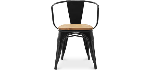 Chaise de salle à manger avec accoudoirs - Design industriel - Bois et acier - Nouvelle édition - Stylix