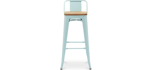 Tabouret de bar avec dossier - Design industriel - Bois et acier - 76cm - Nouvelle édition - Stylix