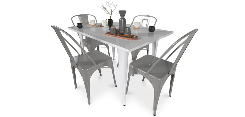 Pack Table à manger et 4 Chaises à manger Design industriel - Nouvelle édition- Bistrot Stylix