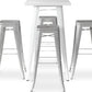 Pack Tabouret Blanc Table & 4 Tabourets de Bar Design Industriel - Métal - Nouvelle Edition - Bistrot Stylix