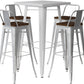 Zilverkleurige tafelserie en 4 barkrukken met rugleuning - Industrieel design - Bistrot Stylix