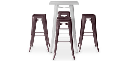 Pack Tabouret de Table ET 4 Tabourets de Bar Design Industriel - Métal - Nouvelle Edition - Bistrot Stylix