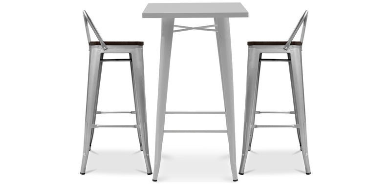 Pack Tabouret de Table & 2 Tabourets de Bar Design Industriel - Nouvelle Edition -Bistrot Stylix