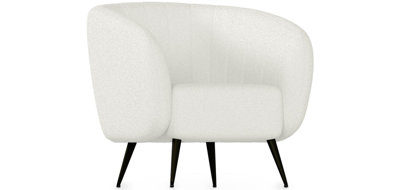 Fauteuil avec Accoudoirs En Bouclette Fausse Fourrure Tapissée - Boucles Blanches - Nuba