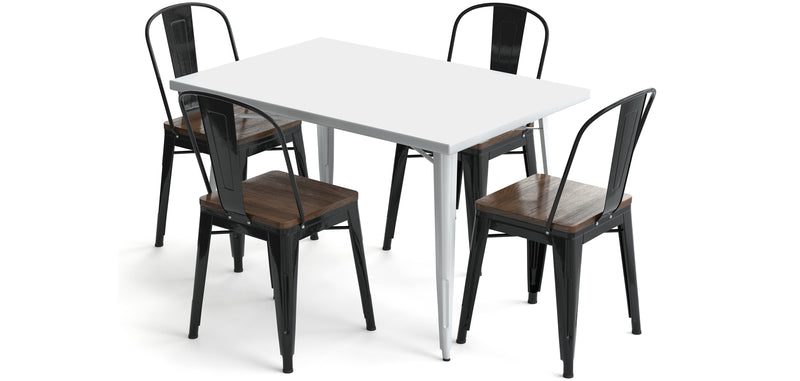 Pack Table à manger et 4 chaises à manger Design industriel - Nouvelle édition- Bistrot Stylix