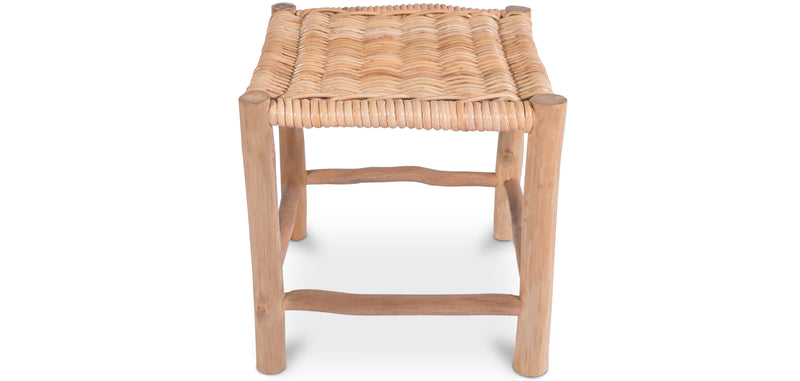 Tabouret carré en rotin - Style Boho Bali - Petit - Senay