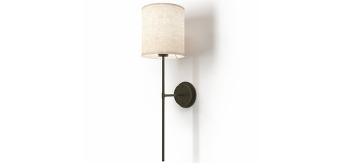 Applique Murale - Lampe Noire avec Abat-Jour en Tissu - Dena