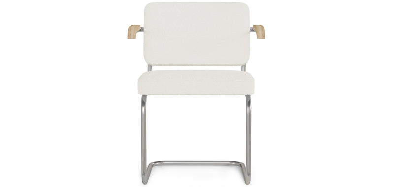 Chaise de salle à manger avec accoudoirs En Bouclette Fausse Fourrure Tapissée - Boucles Blanches - Henr