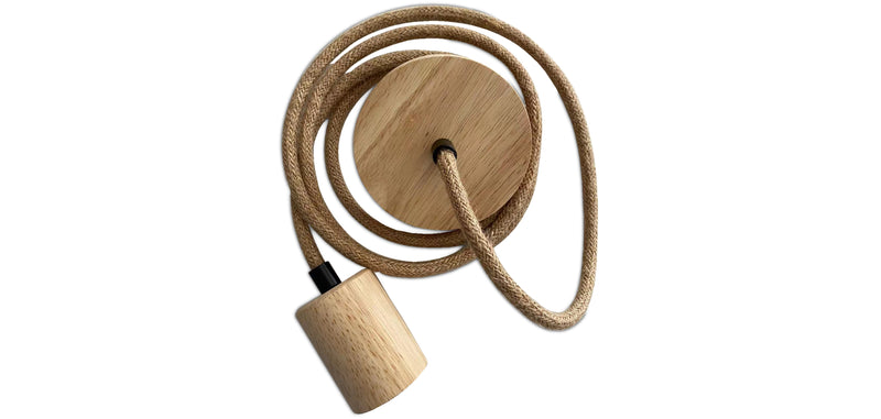 Câble de Lampe Suspendue en Jute et Bois - 200cm - Hanz