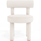 Chaise de salle à manger en bouclette fausse fourrure Tapissée - Boucles Blanches - Rhys