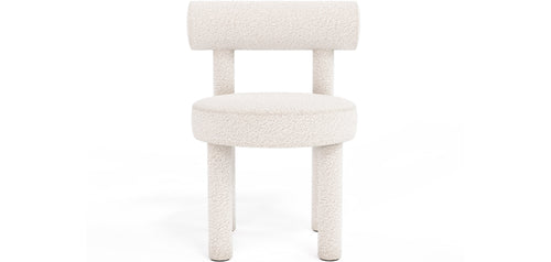 Chaise de salle à manger en bouclette fausse fourrure Tapissée - Boucles Blanches - Rhys