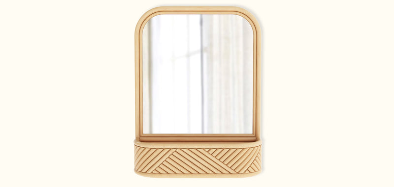 Miroir Mural avec Cadre en Rotin - Style Boho Bali - Amara