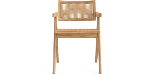 Chaise de salle à manger en rotin canné - avec accoudoirs - Kane
