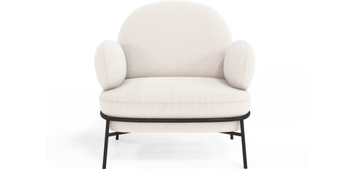 Poltrona de Designer - Revestida em Tecido Bouclé - Alia