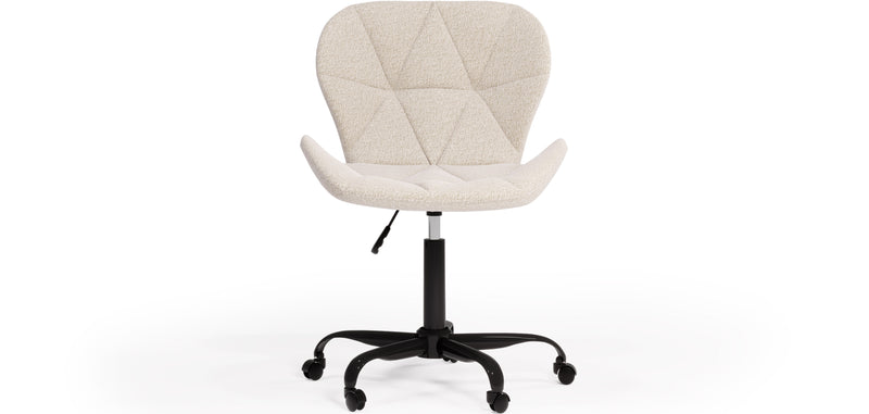 Chaise de bureau avec roulettes - Chaise pivotante de bureau - Rembourrée en tissu bouclé - Structure noire Wito