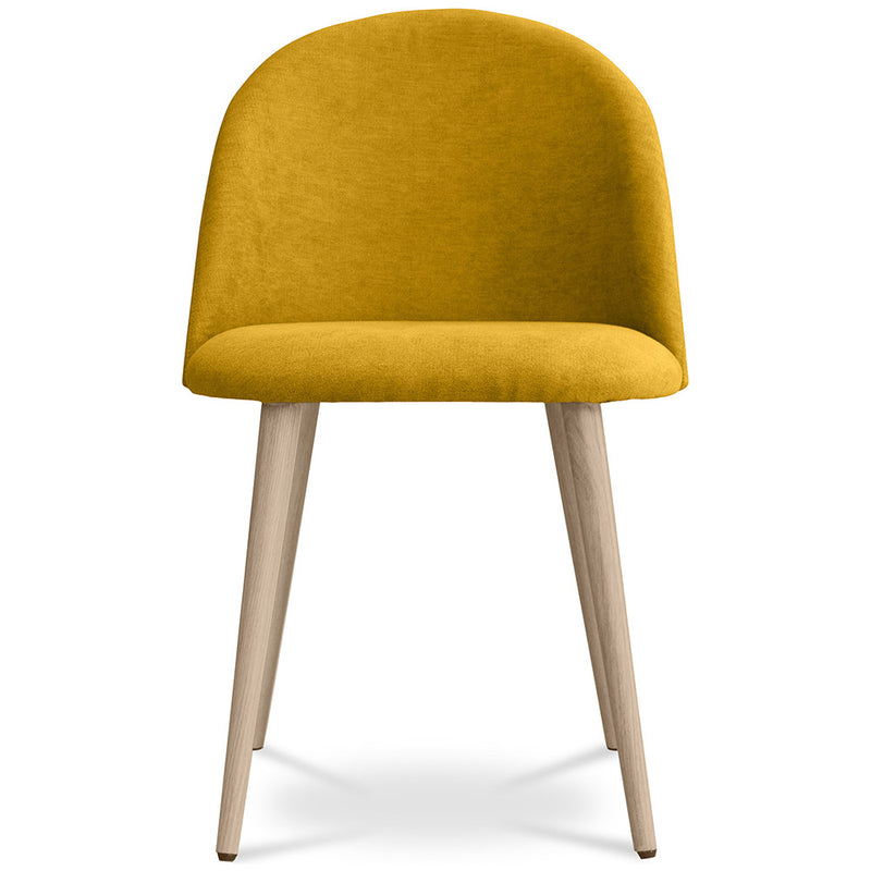 Dining Chair Upholstered in Fabric - Scandinavian Style Solid Natural Wood Style Legs- Evelyne