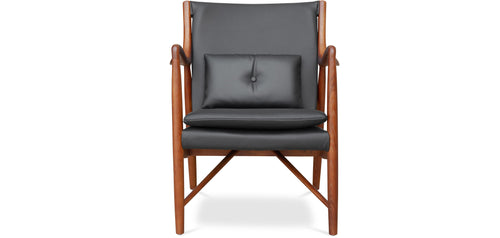Fauteuil en bois avec accoudoirs - Revêtu de cuir - Annua
