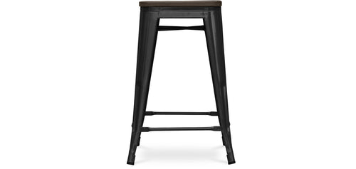 Taboret barowy - design industrialny - drewno i stal - 60cm - Stylix
