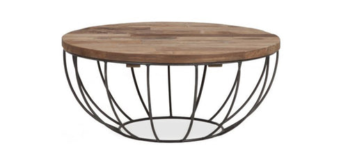 Table basse ronde - Design industriel - Bois et métal - Els