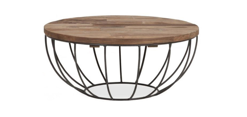 Table basse ronde - Design industriel - Bois et métal - Els