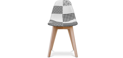 Dining chair - Upholstered in black and white patchwork - Denisse