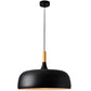 Plafondlamp van zwart metaal en hout