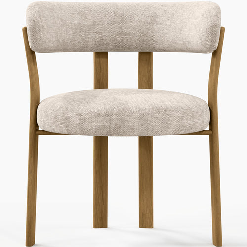 Living room armchair with armrests upholstered in Chenille  – Oak-effect legs – Ergonomic and modern design – Okare