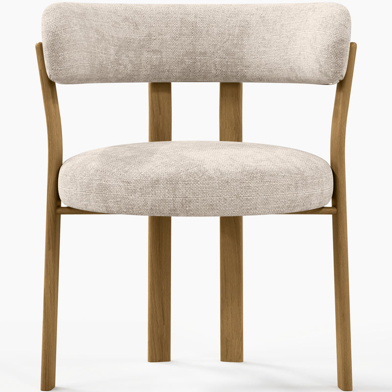 Living room armchair with armrests upholstered in Chenille  – Oak-effect legs – Ergonomic and modern design – Okare