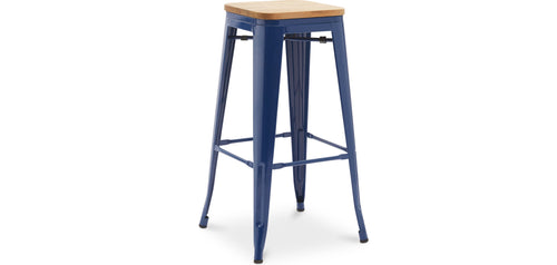 Tabouret de bar - Design industriel - Bois et acier - 76cm - Nouvelle édition - Stylix