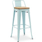 Taboret barowy z oparciem - Industrialny design - Drewno i stal - 76cm - Nowa edycja - Stylix
