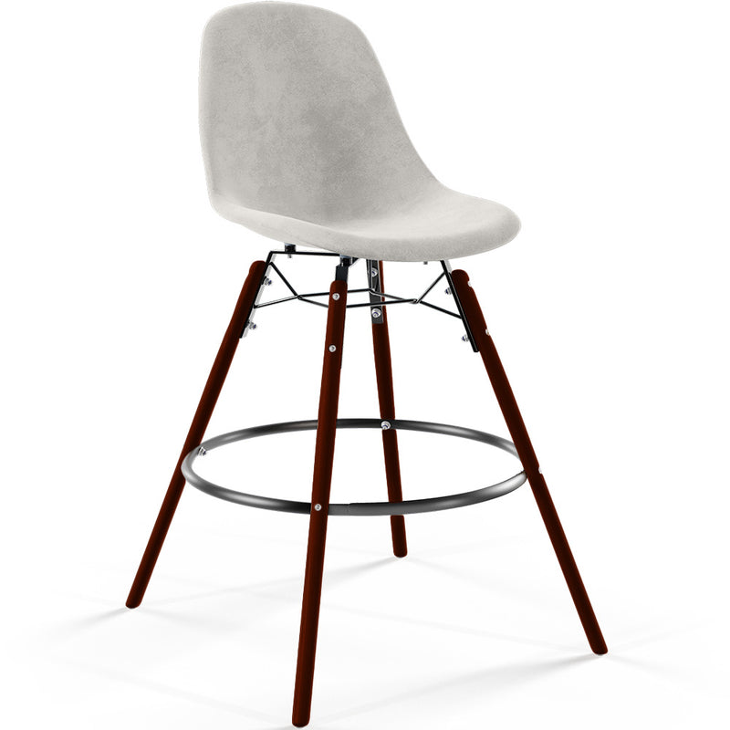 Velvet Bar Stool - Scandinavian Design and Dark Wood Legs - Skögur