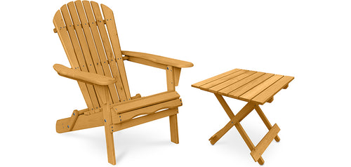 Pack Chaise d'extérieur et Table d'extérieur et de jardin - Bois - Alana