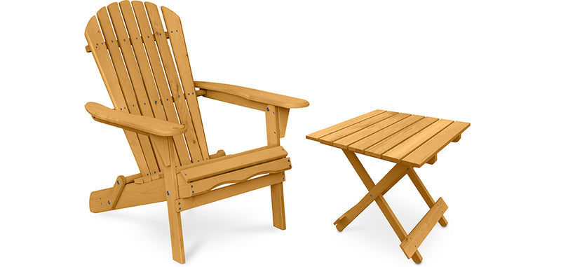 Garden Chair + Table Adirondack Wood Outdoor Furniture Set - Alana - gallery 1