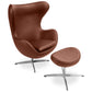 Armchair with egg-shaped footrest design - Leather upholstery - Brave