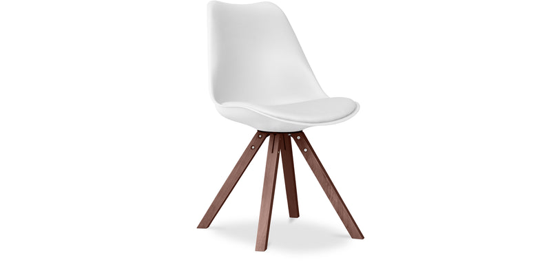 Cadeira de sala de jantar Denisse, estilo escandinavo, design premium, pernas escuras, com almofada